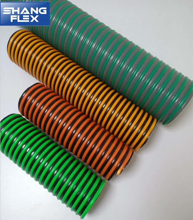 Shangflex Corrugated Wave Surface Reinforced Flexible Soft PVC Suction Vacuum Pipe Hose