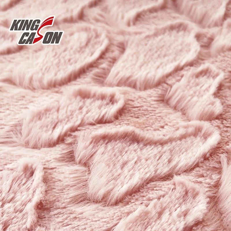 Kingcason Custom Color One Side Carving Long Pile PV Fleece Fabric