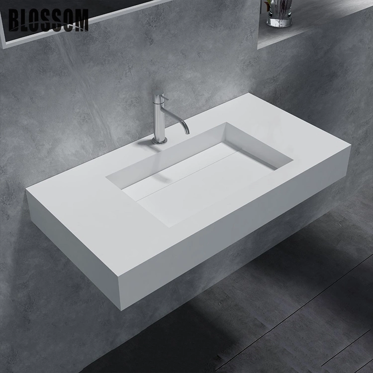 Solid Surface Mineral Resin Bathroom Vanity Countertop with Basin