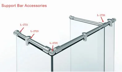 Round Shape Support Bar Connector Accessories for Shower Glass Room