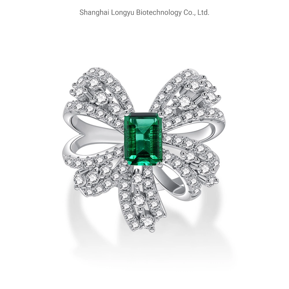 Bow Ring Female 925 Sterling Silver Finger Ring Artificially Inlaid with Artificial Diamonds to Cultivate Emerald Classic Female Jewellery