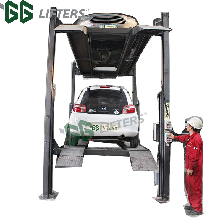 REAL FACTORY 4 Post Parking Lift High Rise Four Post Parking Hoist 3 Cars Parking Auto Hoist Vehicle Ramp