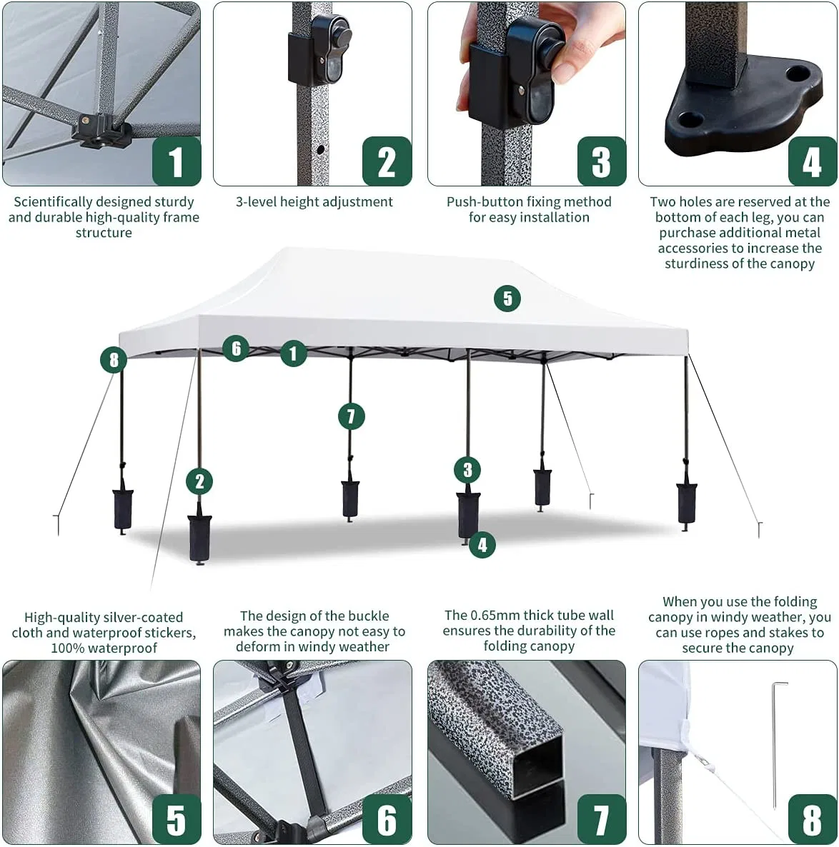 10' X 20' Pop up Canopy Tent, Canopy Comercial instantánea, Canopy exterior para Festival, evento