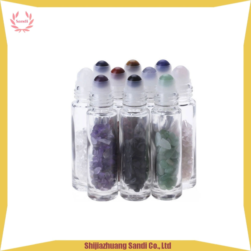 5ml 10ml Frosted Glass Roll on Perfume Bottle Crystal Gemstone Roller Ball Essential Oil Roller Bottle