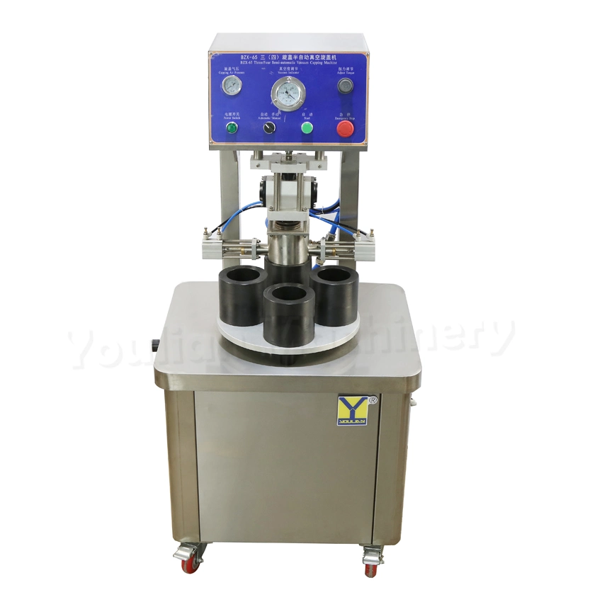 Bzx-65-4 Small Desktop Lid Vacuum Pneumatic Screw Half Semi Automatic Bottle Capping Machine for Jar Glass Bottles