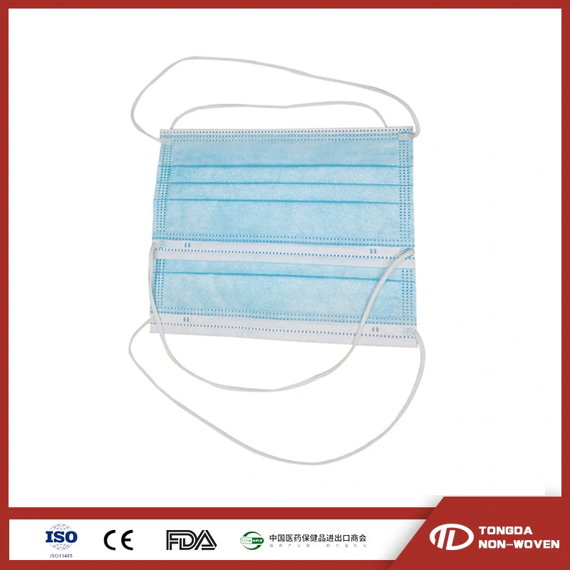 3 telas de polipropileno desechable Nonwoven de bucle de la cabeza una máscara de color azul