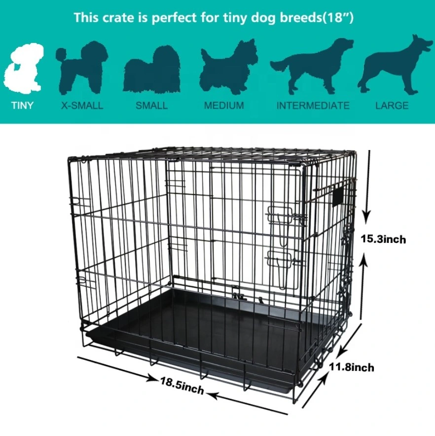 Mayorista Negro Metal perro mascota Crate duradero exterior plegable grande Jaula de perro mascota
