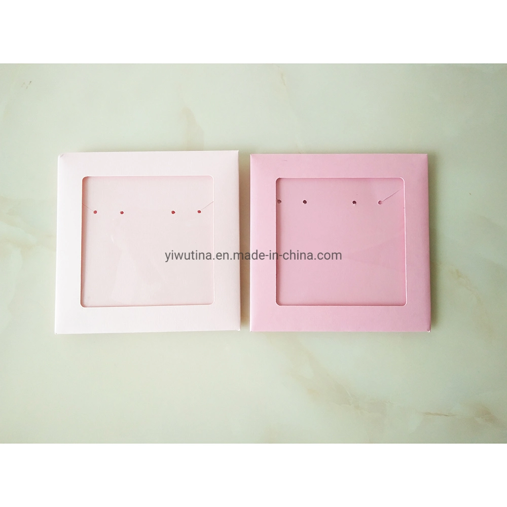 Jewelry Necklace Earring Pink Paper Fold Box with Transparent Window