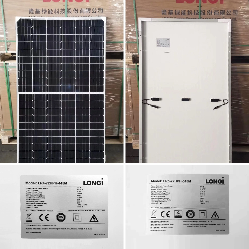 Alta eficiencia de longi 25 años de garantía Panel Solar 365W 455W 560W Mono 9BB 12BB los paneles solares