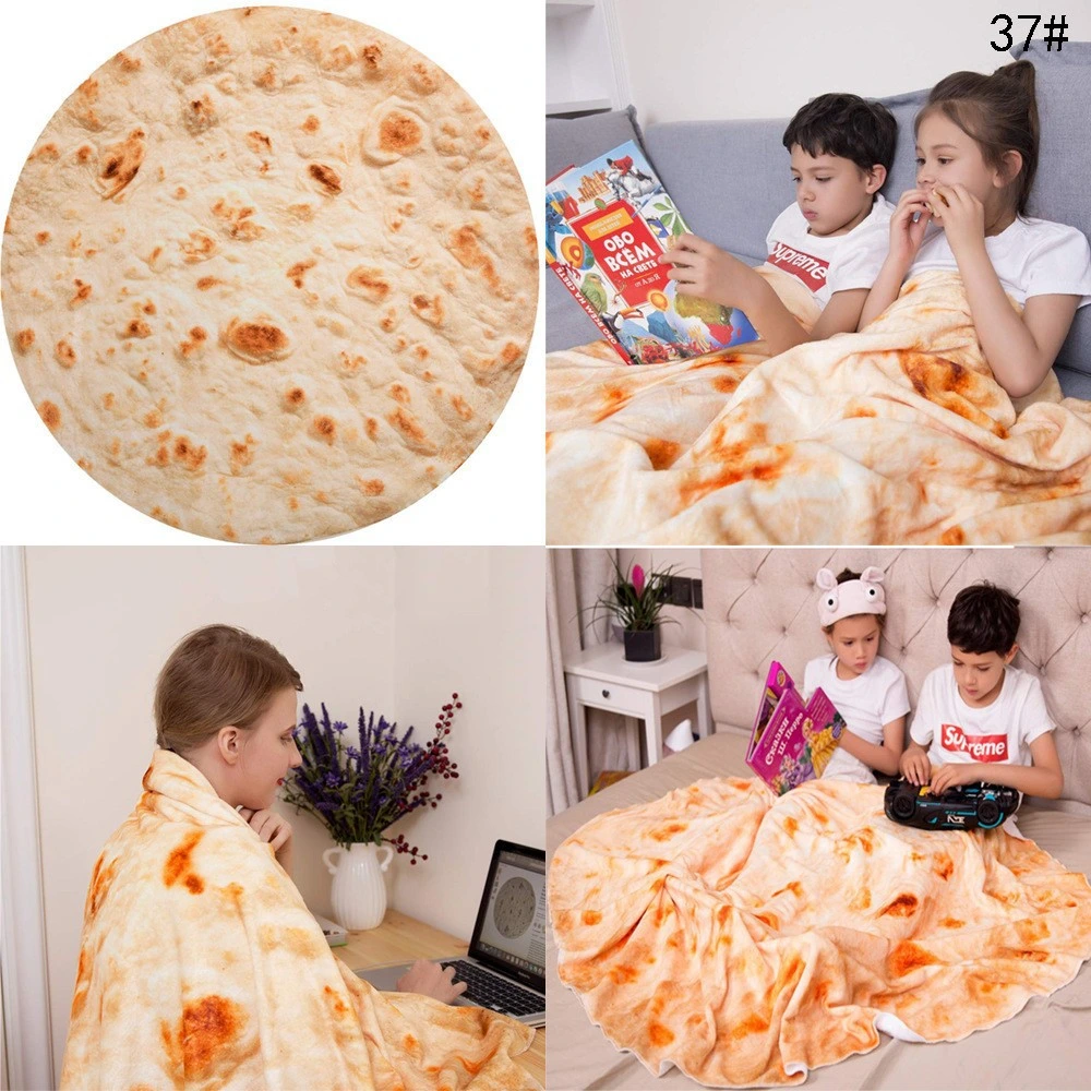 Pizza Blanket Double Sided Funny Realistic Food Adult Size Blanket Pizza Throw Round Blanket for Bed Sofa Picnic