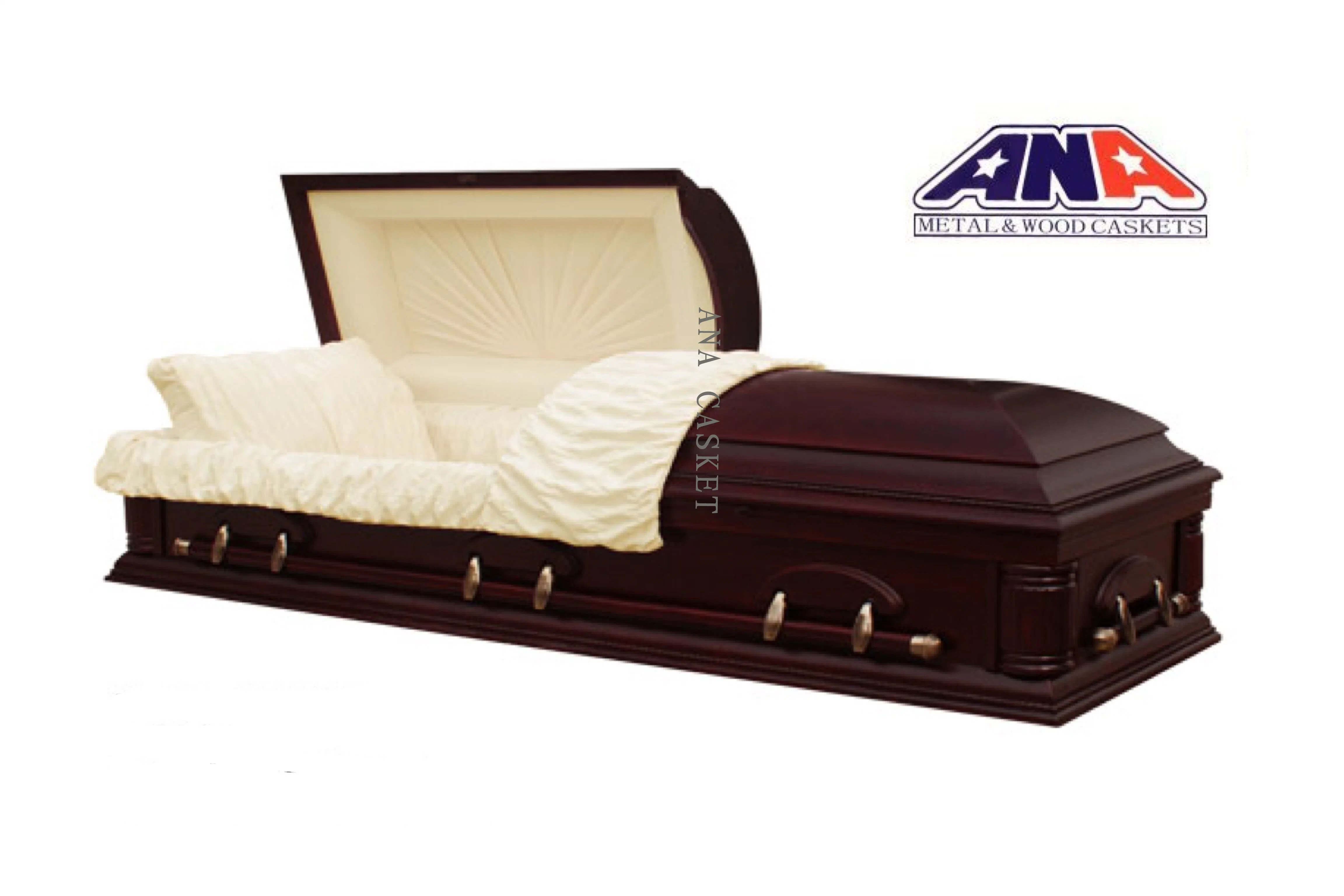 American Style Solid Poplar Wooden Casket for Funeral