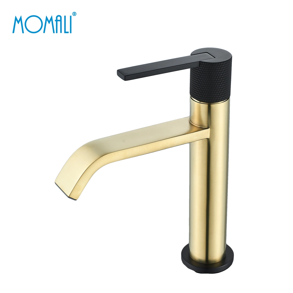 Momali популярные продажи Brushed Gold Brass Basin Faucet для ванной Душевая комната