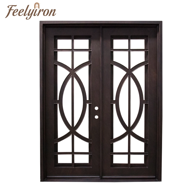 Metal Steel Main Entrance Thermal Break Windows Wrought Iron Double Doors