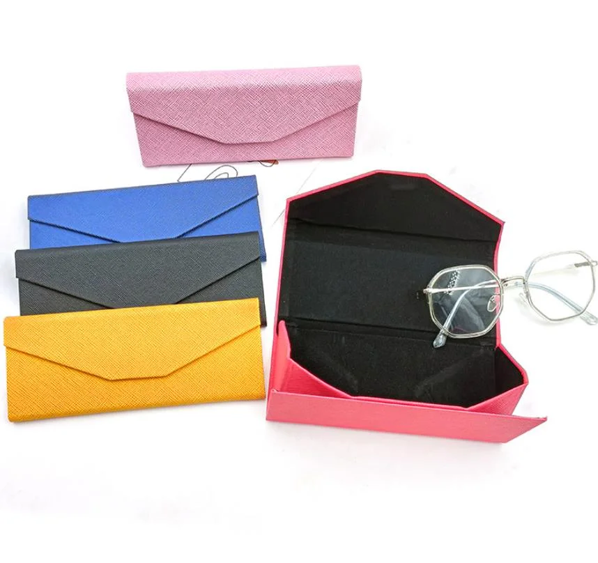PU Leather Portable Triangle Folding Eyeglasses Case