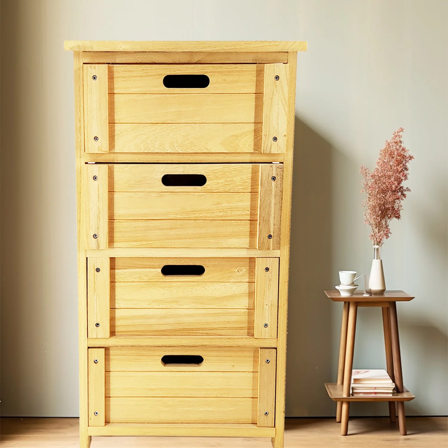 Wooden Storage Cabinets on The Ground