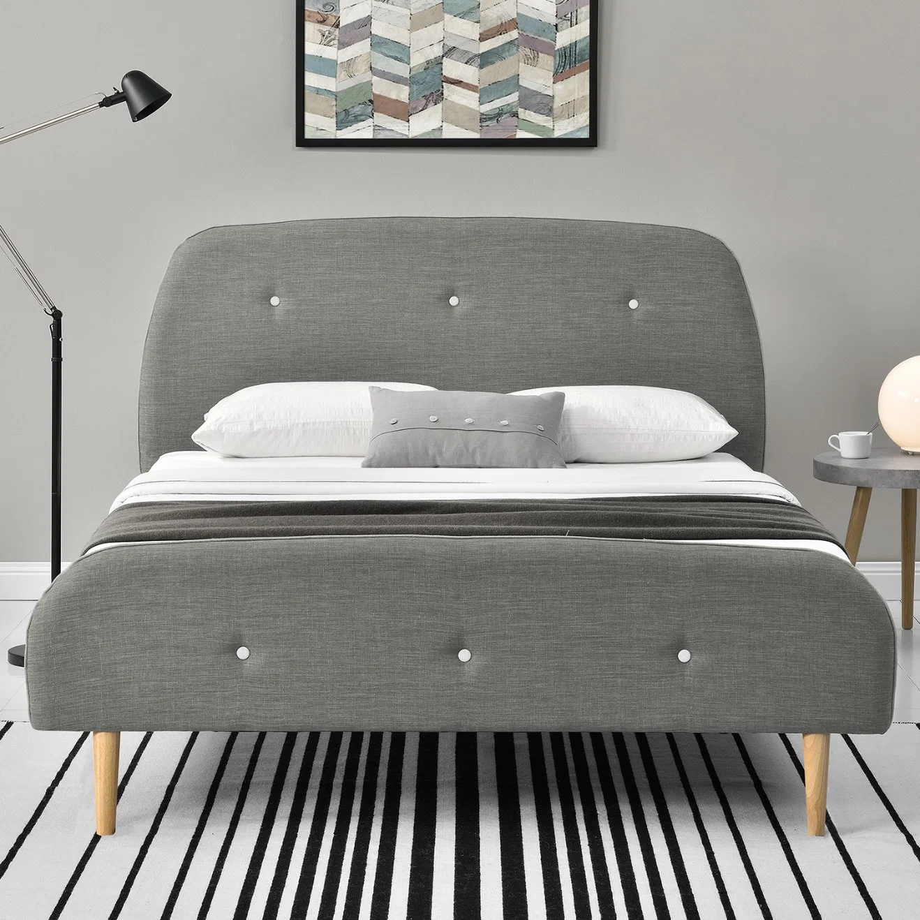 Willsoon Furniture 1204-2 Scandinavia Stylish Modern Design Bedroom Furniture Linen Fabric Lit Bed