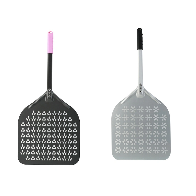 Aluminum Pizza Shovel Round Detachable Pizza Peel Perforated with Wood Handle