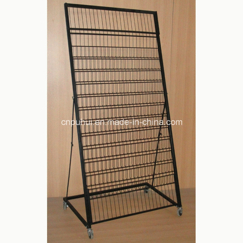 3 Sided Custom Display Steel Wire Pocket Floor Revolving Card Stand (PHY218)