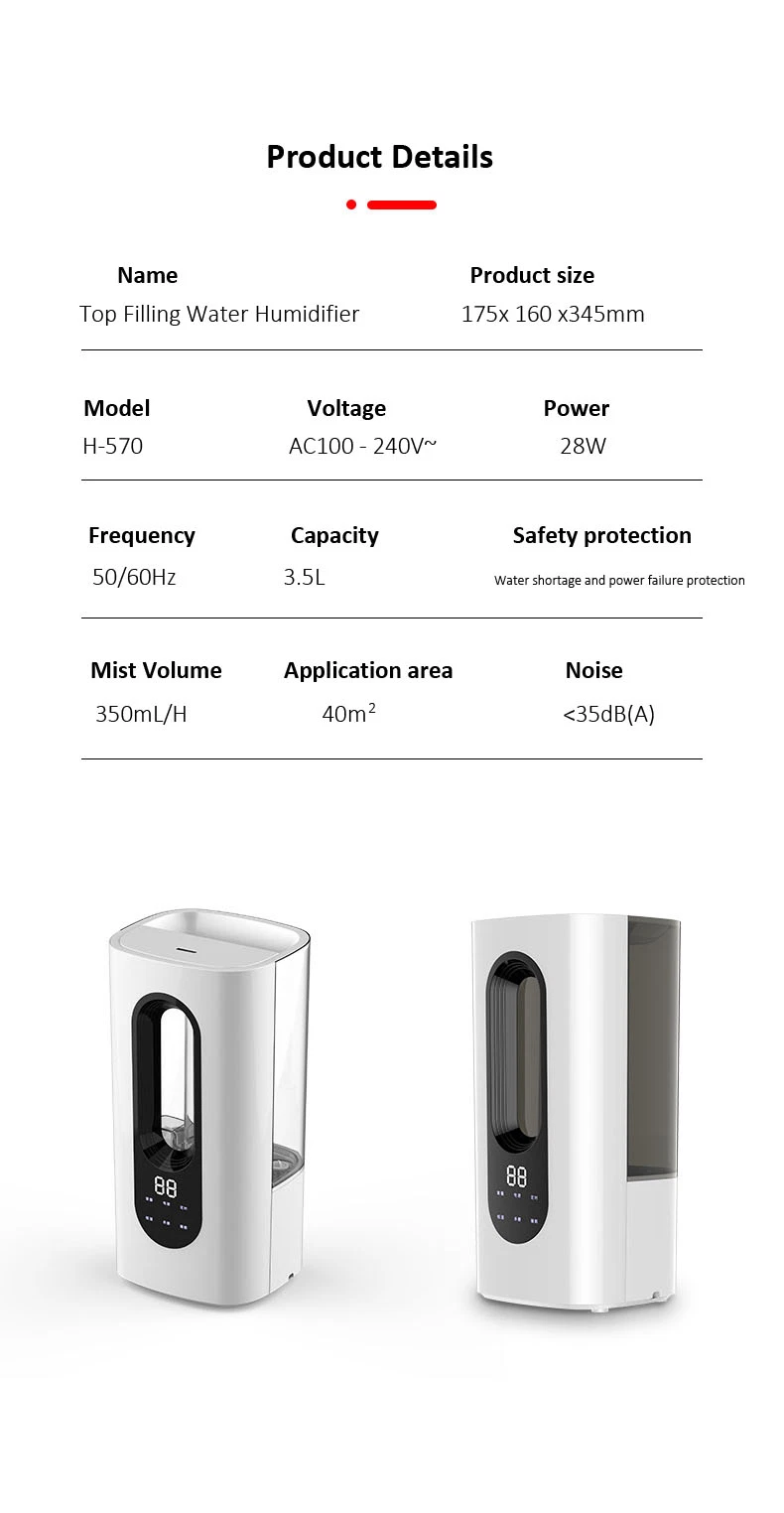 3,5 litros com WiFi Enchimento superior Digital Desk Room Cool Mist Ultrasonic Air Humidifiers para quarto.