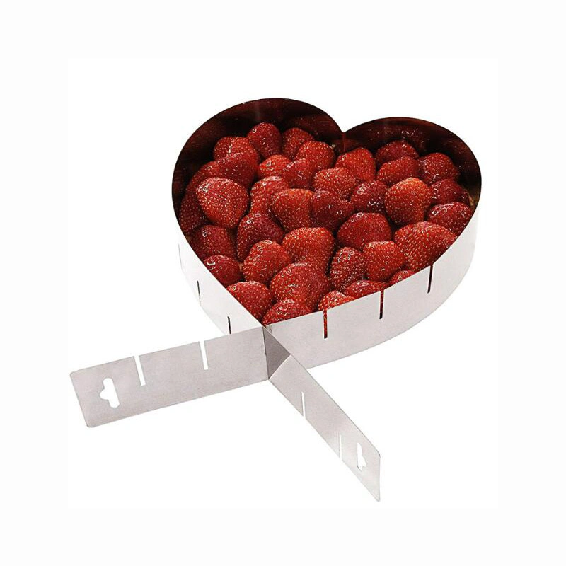 Stainless Steel Adjustable Heart Mousse Ring Mold Cookie Mold Metal Cake Mold Baking Dish Heart Cake Tools Esg12279