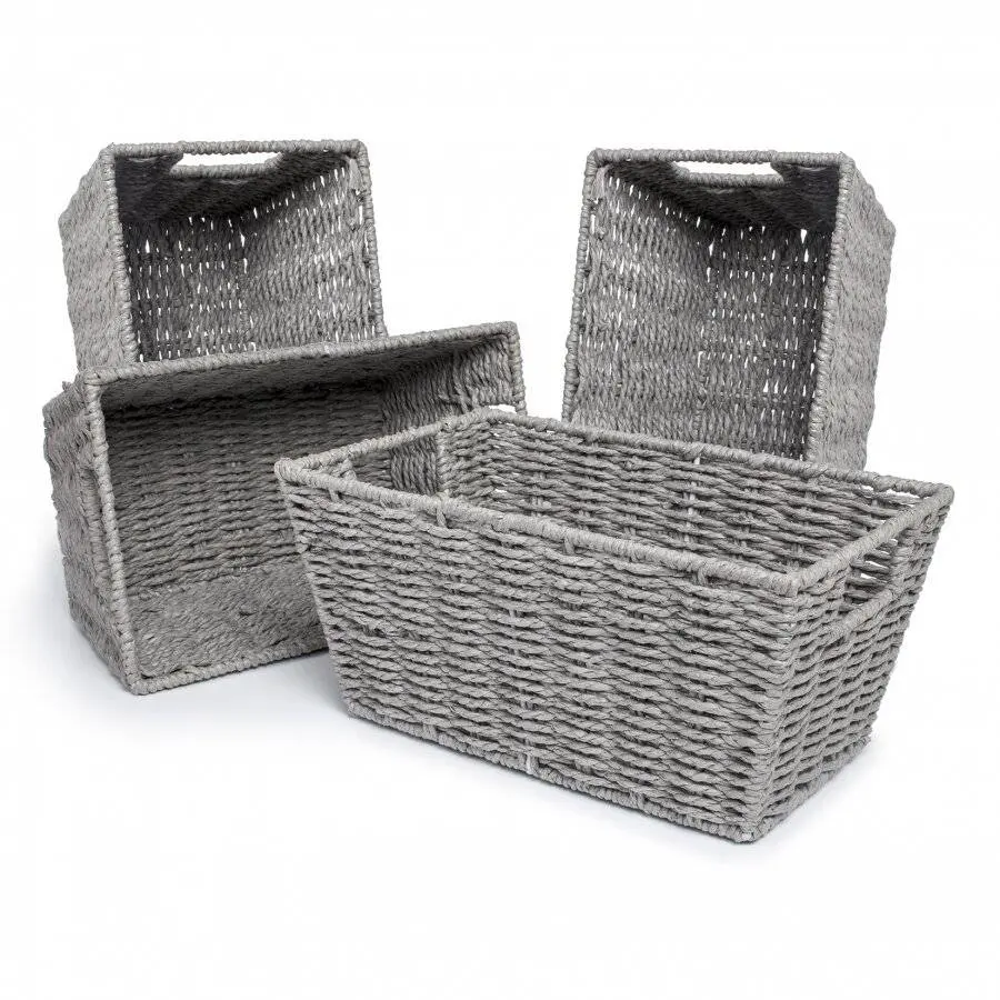 Set of 4 Paper Rope Gift Hamper Shelf Storage Baskets Storage Bin