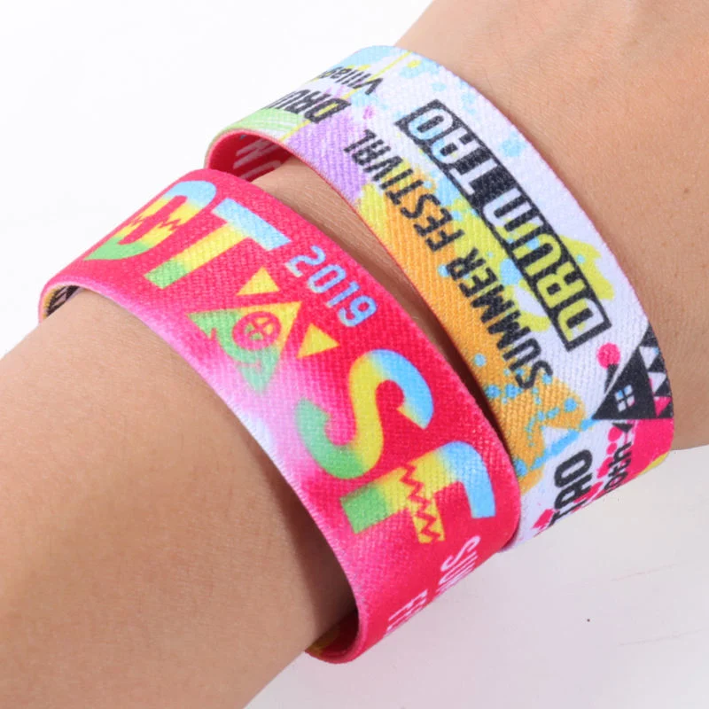 Custom Polyester Halloween RFID Elastic Wrist Band Festival Bracelets Elastic Wristbands