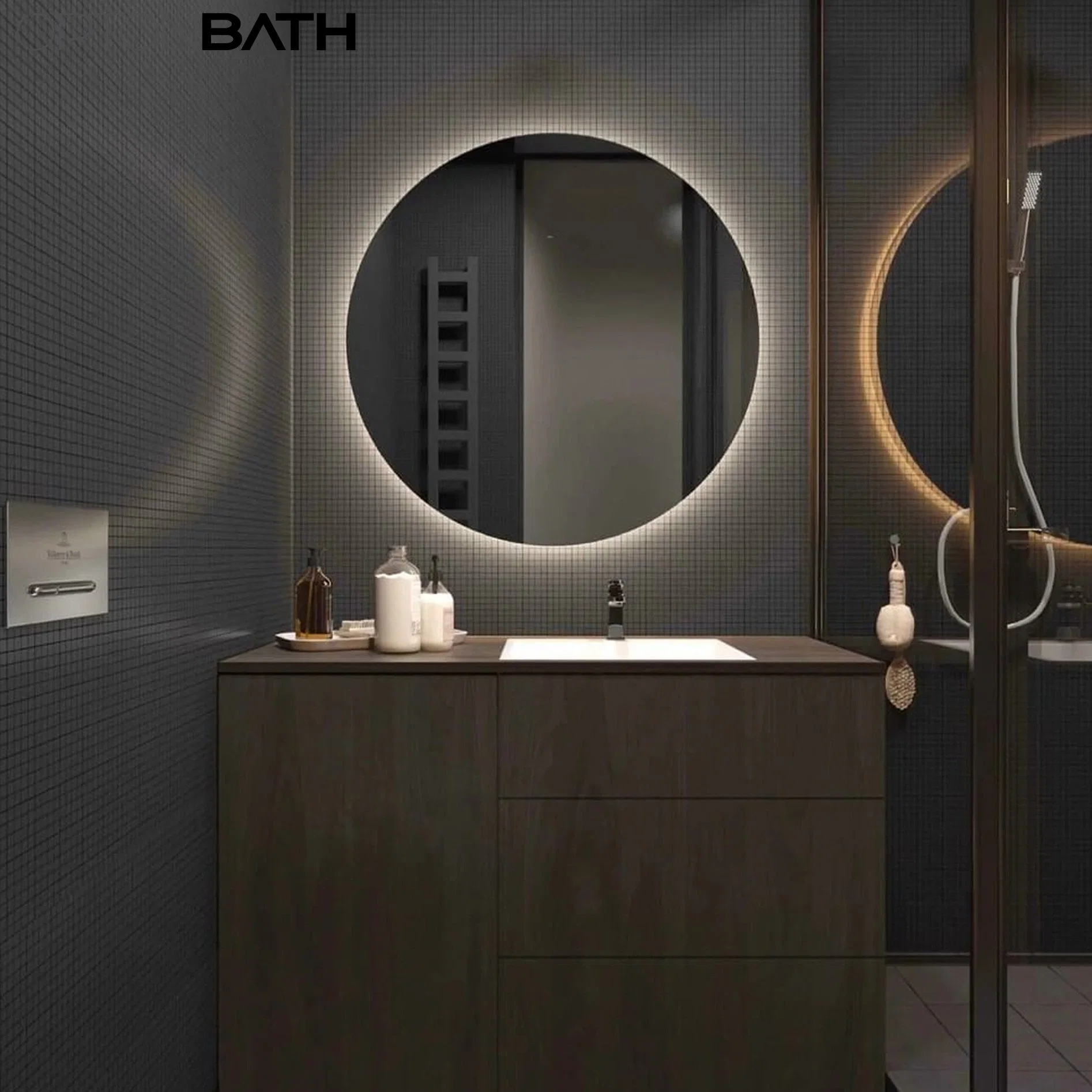 Ortonbath LED Badezimmer Spiegel Licht Eitelkeit Anti Fog Make-up 3000K High Lumen CRI90 warmweiße LEDs Dimmbarer Memory Touch-Taste IP54 Wasserdicht rund