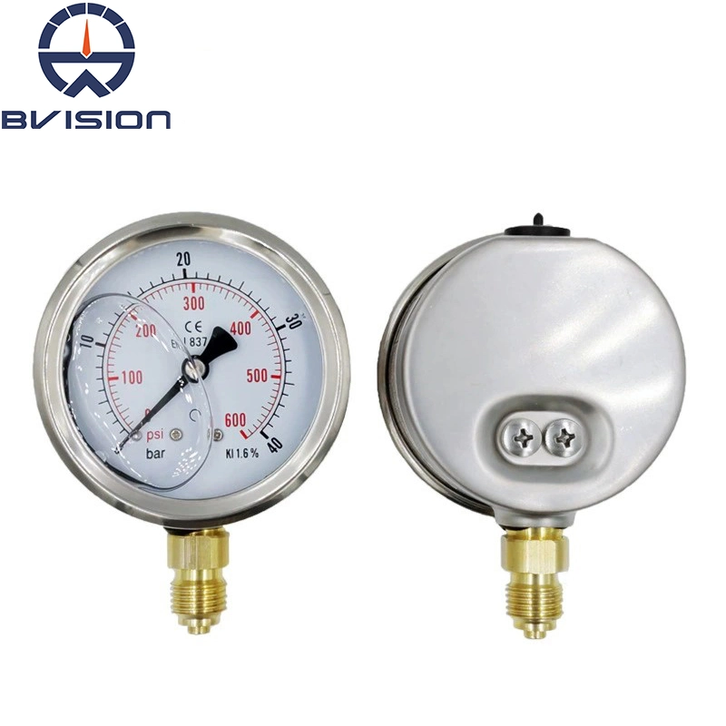 Yn60A 40bar Stainless Steel Case Glycerol Filled Pressure Gauge