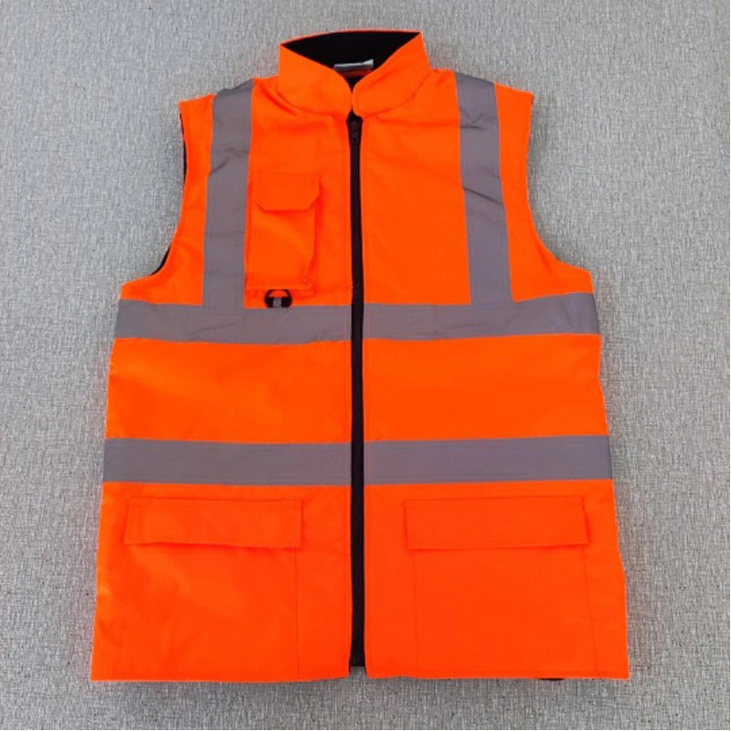 Custom Hi Vis Waterproof Composite Polar Fleece Men Vest Multi-Pocket Traffic Reflective Safety Vest