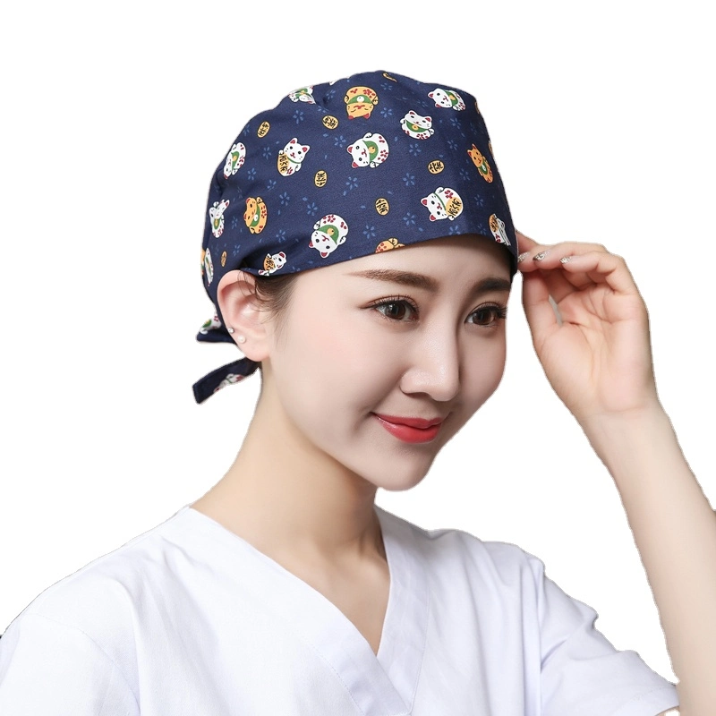 Multicolor Cotton Printing Medical Scrubs Caps Male Female Cap Surgical Hat Pet Doctor Nurse Work Hat Dental Clinic Nursing Cap