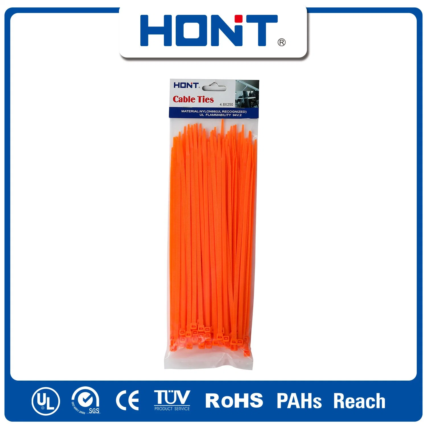 Self-Locking Zip Tie Hont Plastic Bag + Sticker Exporting Carton