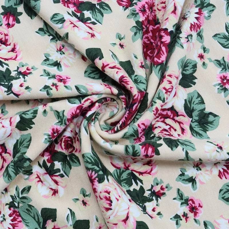 China Fabric Textile Suppliers Custom Design Flower Printing Modal Spandex Fabric for Dress Clothing