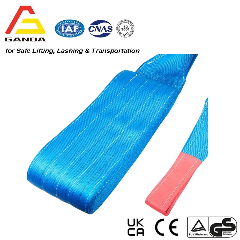 Factory Price 240mm8t Web Sling GS Heavy Duty Synethetic 2 Ply Polyester Webbing Lifting Sling with Lifting Eyes En 1492-1, ASME/ANSI B30.9, as 1353, NBR 1567-1