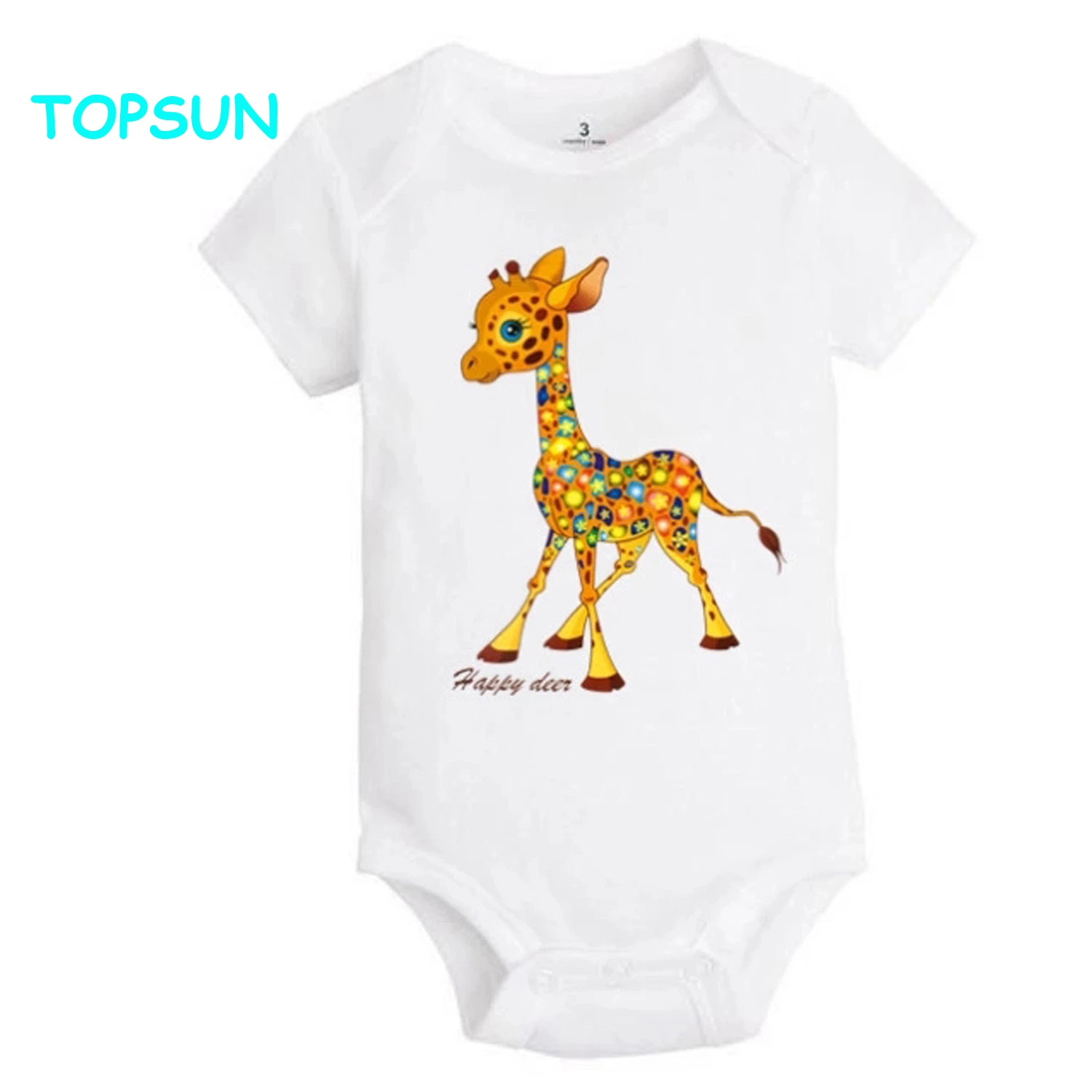 2019 Short Sleeve Baby Envelope-Neck Jumpsuit Funny Printed Cotton Baby Clothes Romper