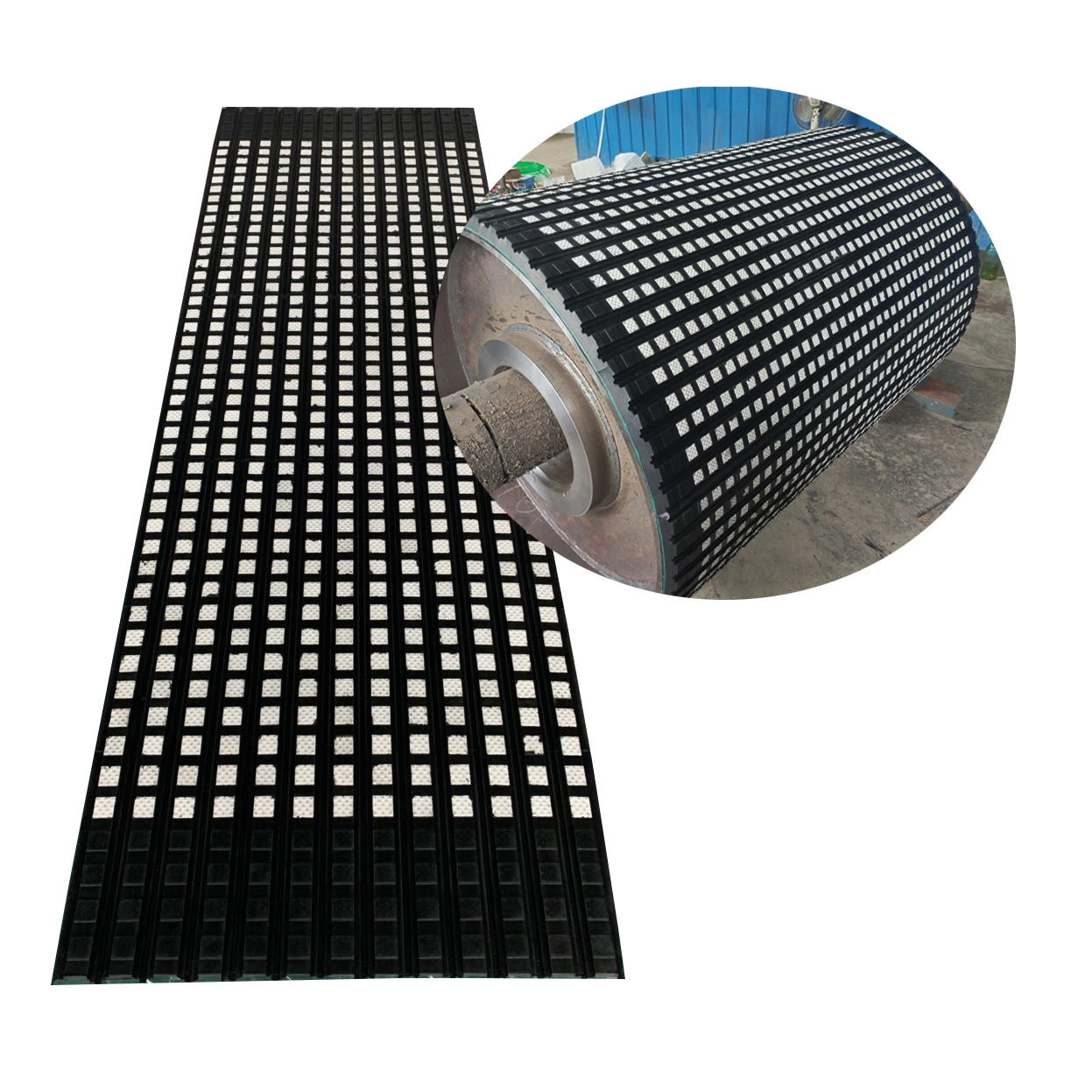 Vulcanized Conveyor Roller Herringbone Diamond Drum Rubber Ceramic Pulley Lagging Sheet