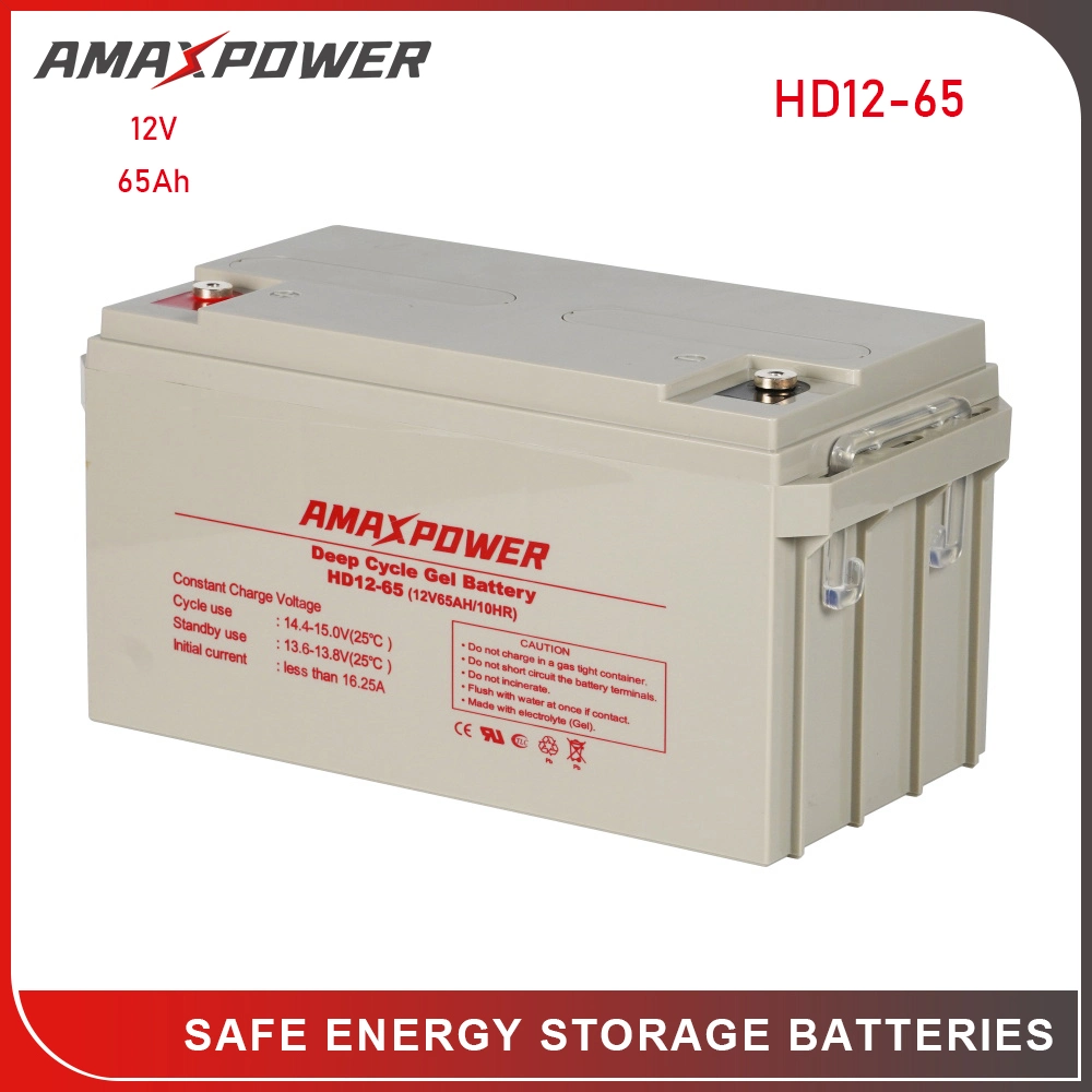12V 65ah Deep Cycle Solar Gel Rechargeable Lead Acid Battery AGM OEM ODM for UPS Solar Power Storage /Street Light Battery VRLA
