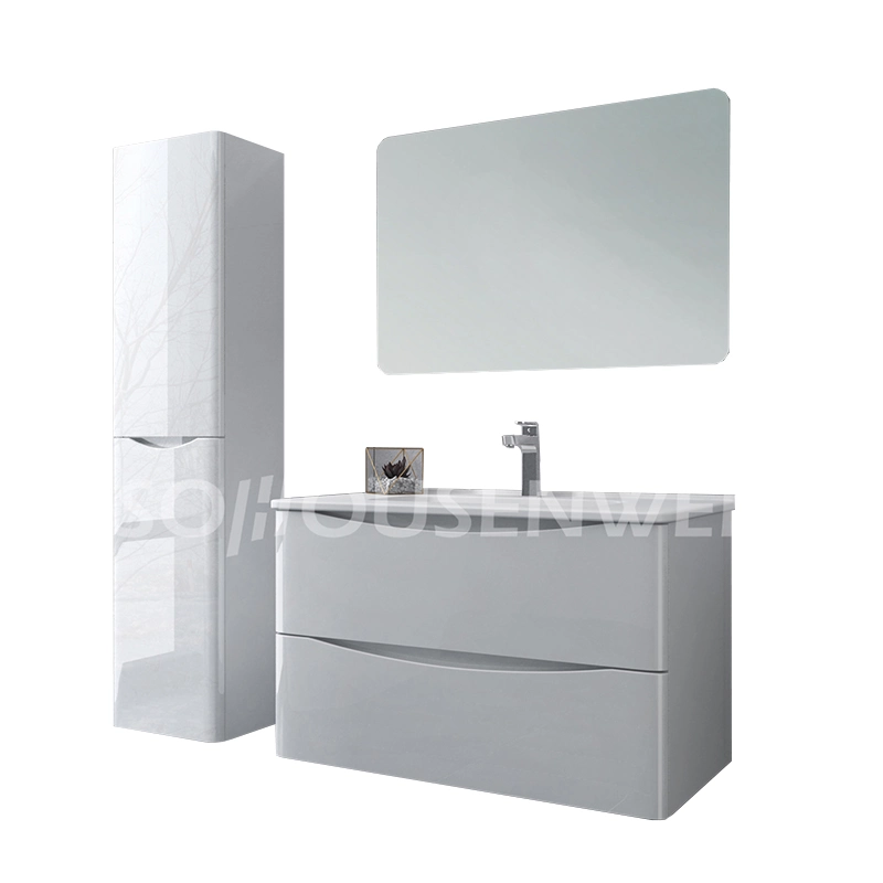 Wall Mounted High Gloss Painted Bathroom Furniture with LED Mirror