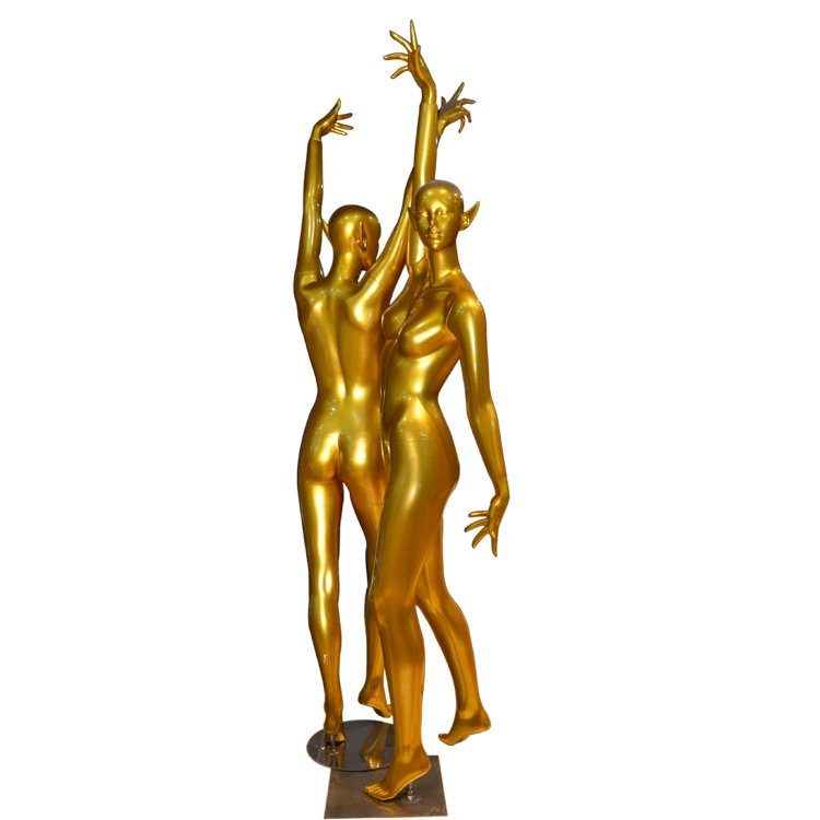 Fashion Female Fiberglass Gold Color Display Mannequin