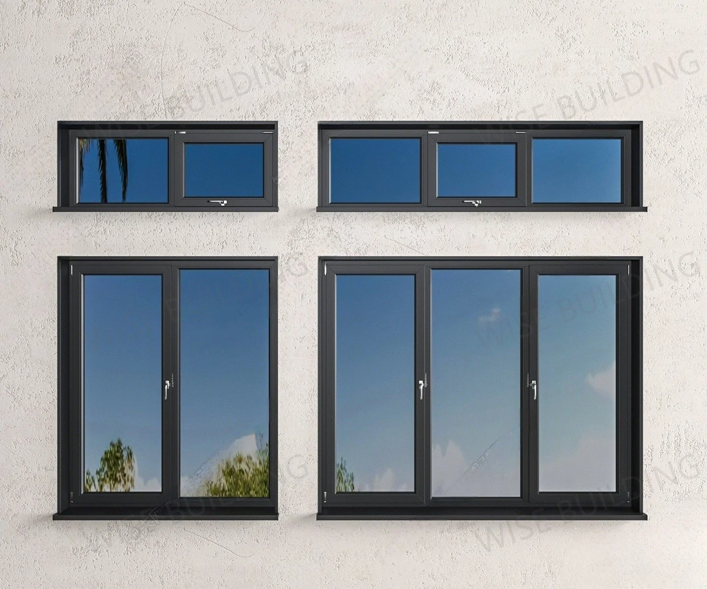 Giro vertical de doble acristalamiento de aislamiento térmico de aluminio insonorizada Casement Window