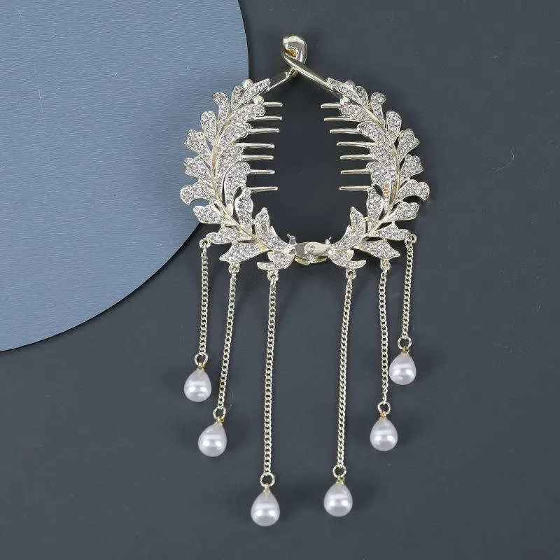 Crystal Rhinestone Tassel Hair Clip for Girl Bride Accessories