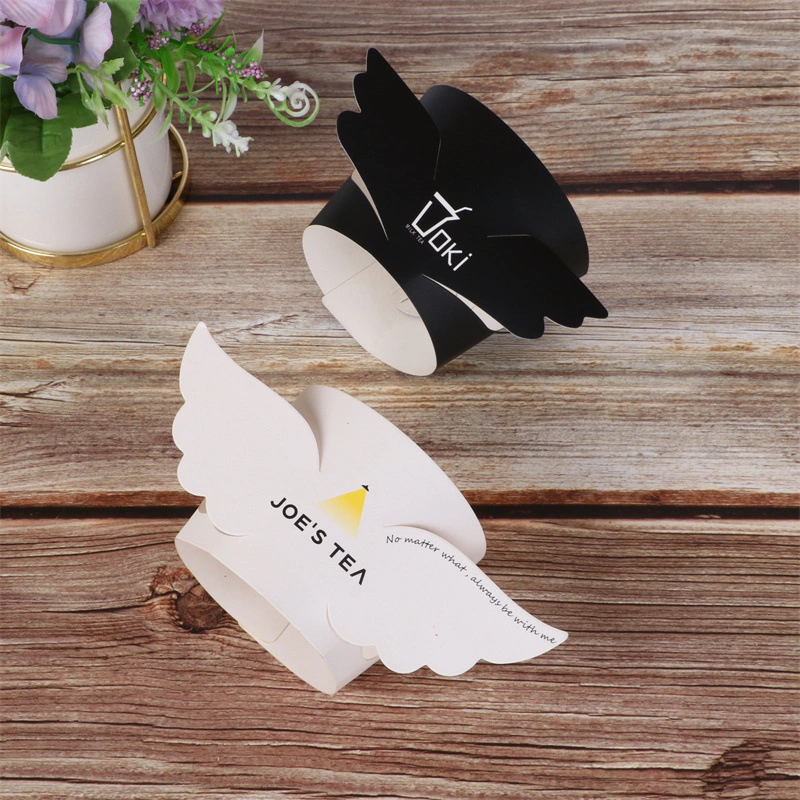 Soporte de embalaje de papel para cartón blanco con funda de taza de café con alas Logotipo impreso personalizado