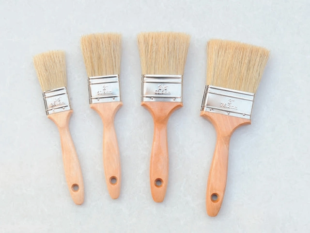 Painting Brush, Wooden Handle Brush, , White Bristle 1.5"