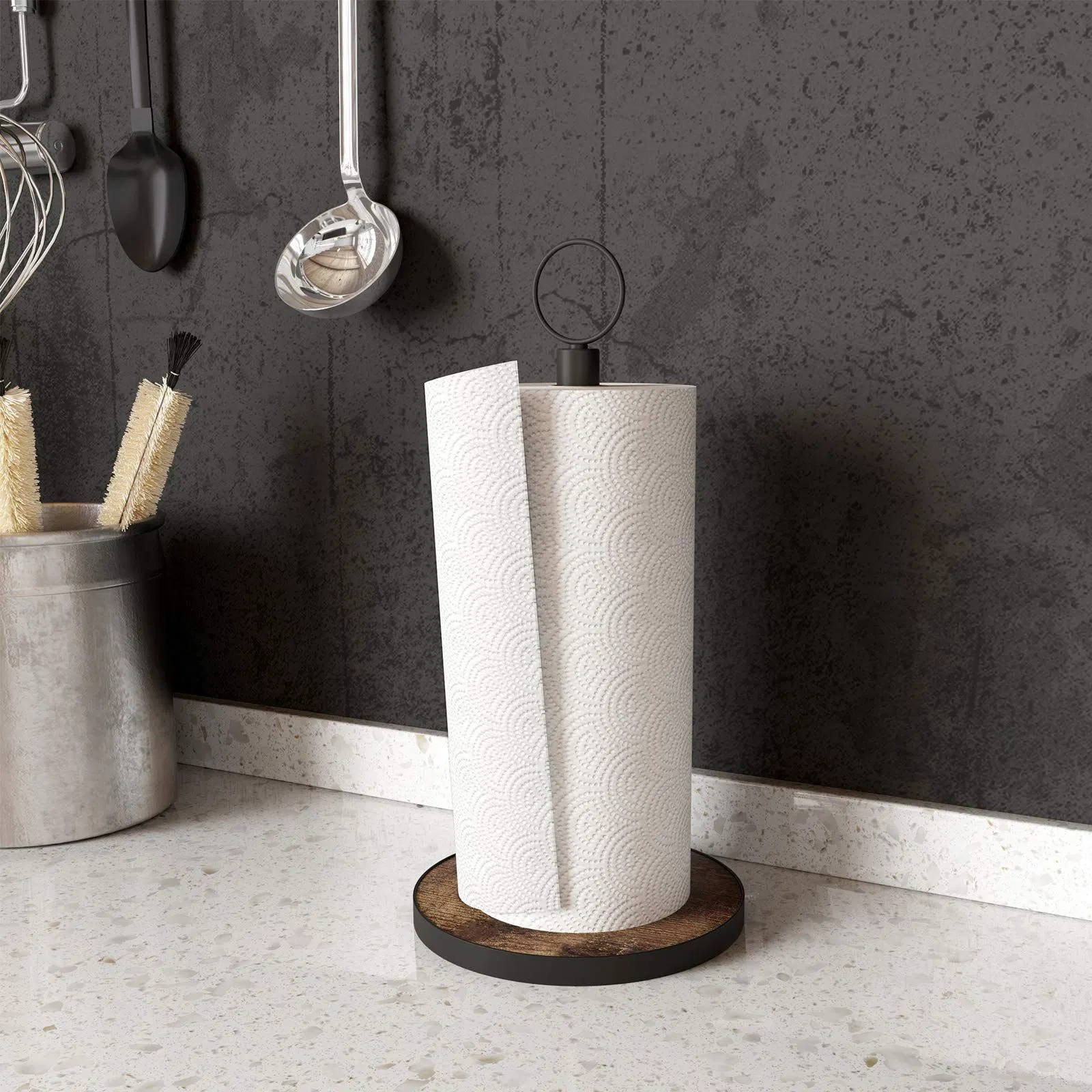 Modern Kitchen Free Standing Black Paper Towel Holder Kitchen Rolls