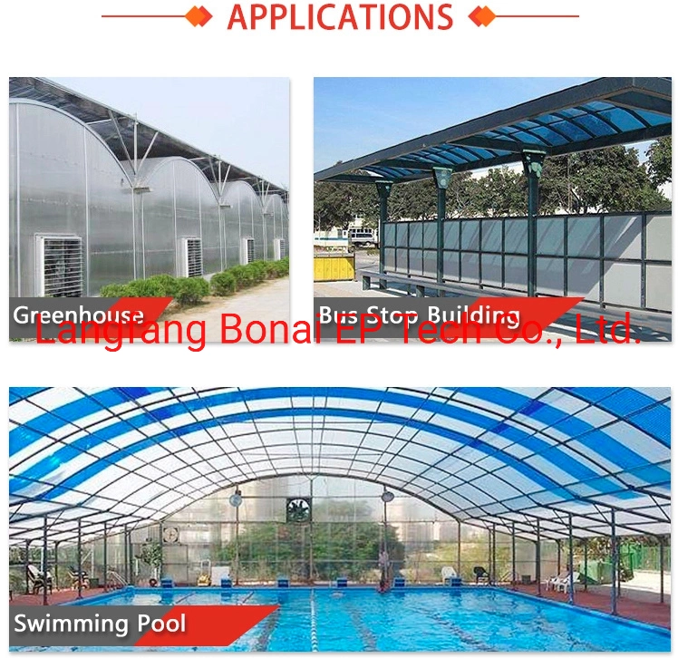 Langfang Bonai Clear Polycarbonate Multi-Wall Hollow Sheet PC Sunshine Board with Light Weight