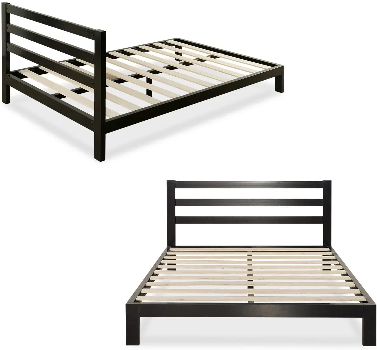 Hot-Selling Solid Pine Wood Double Bed Frame with Wooden Slat Support for Kids