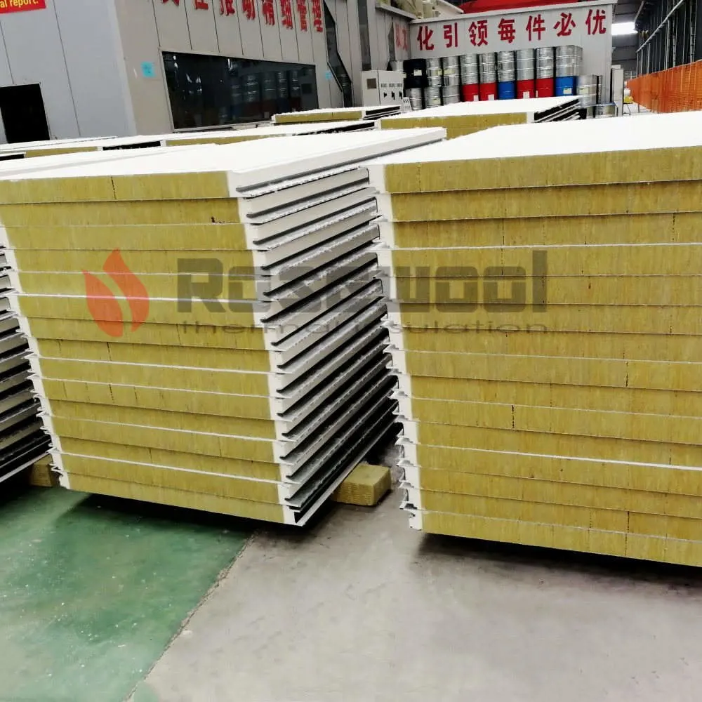 80-140kg/M3 Building Material Wall Panel Rock Wool Sandwich Panel From China Manufacturer