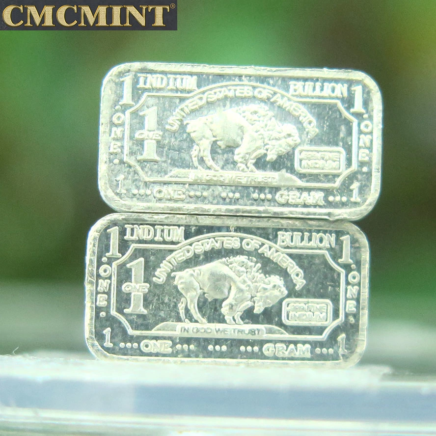 1 Gram 999 Fine Indium Buffalo Bullion Bar