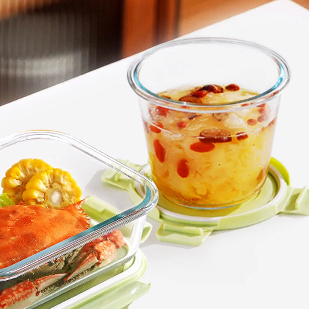 Boîte à lunch en verre croustillant boîte à Bento aux fruits scellés, chauffée au micro-ondes