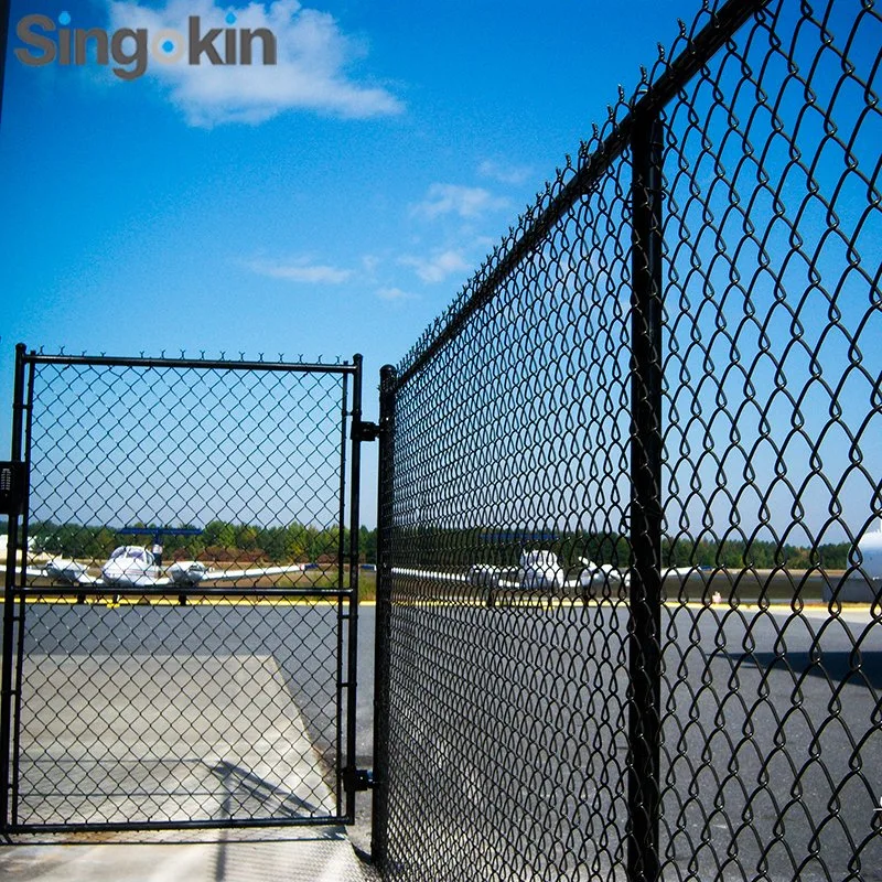 Modern Galvanized PVC Coated Metal Fence Chain Link Double Swing Gate for Residential Area