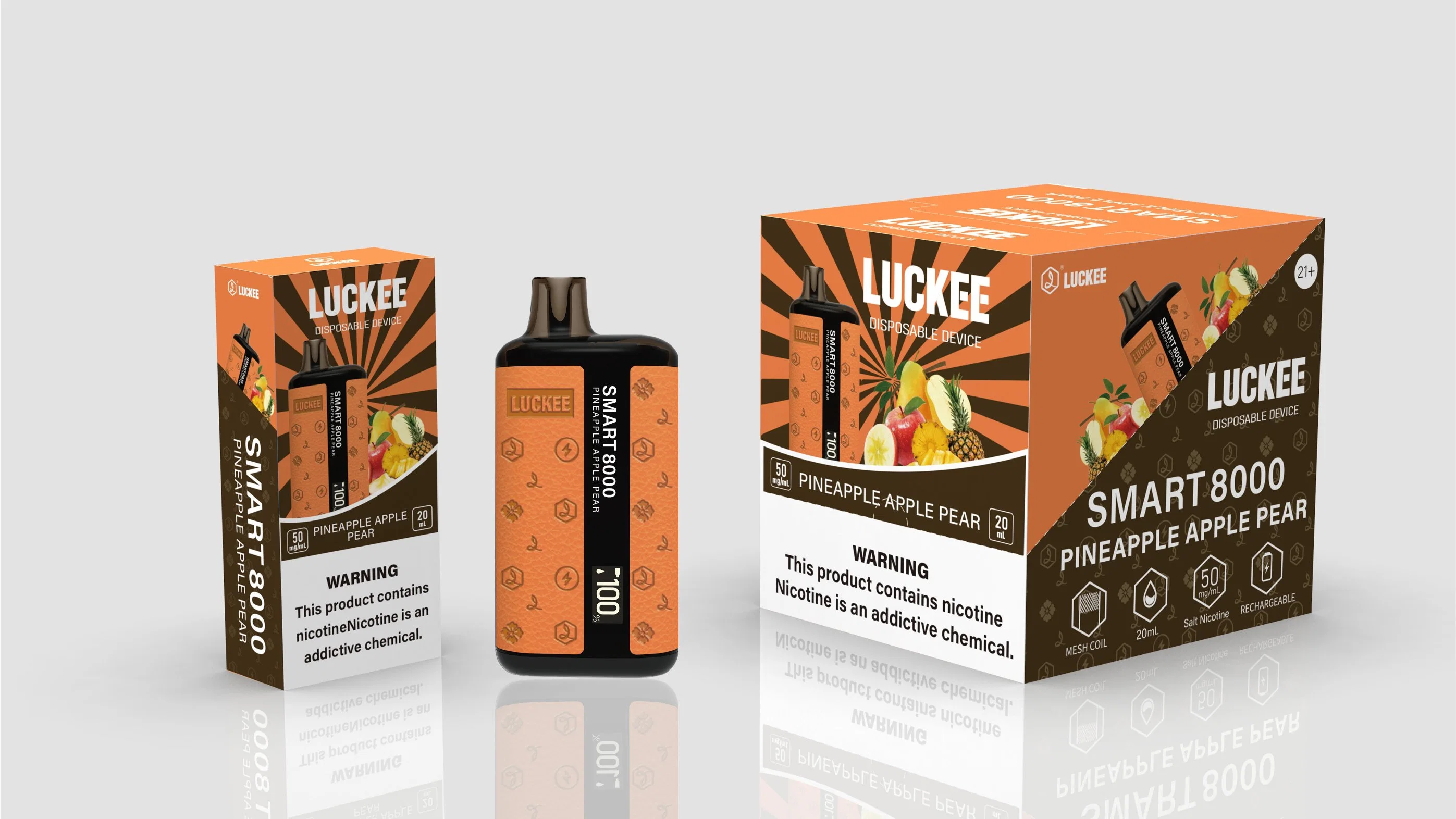 شاشة Luckee 8000 Puff Bar Smart Display سعة 20 مل السجائر الإلكترونية على بابا موزعي قلم حوكاه القرد الذي يمكن التخلص منه